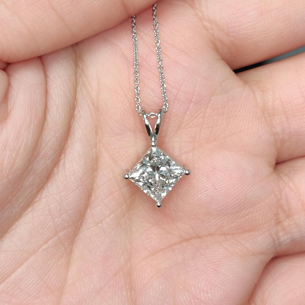 14K Gold 1/2 - 5 Carat LAB GROWN Diamond Solitaire Pendant IGI Certified 4 Prong Diamond Pendant Necklace - Future Jewelry