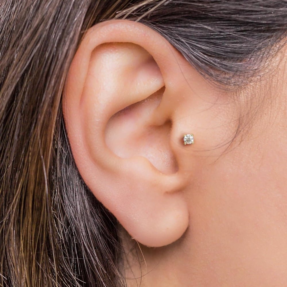 14k Gold Lab Grown Diamond Labret Stud Earring - Future Jewelry