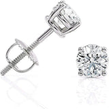 0.5 to 10 Carat Lab Grown Diamond Stud Earrings, 14K White Gold