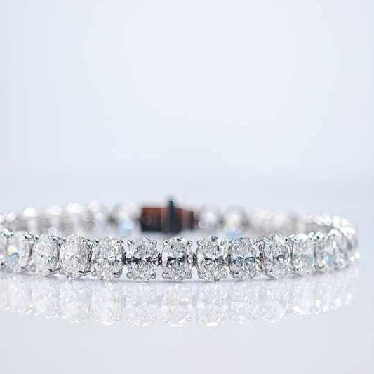 14K Oval Cut Lab Diamond Tennis Chain - Future Jewelry