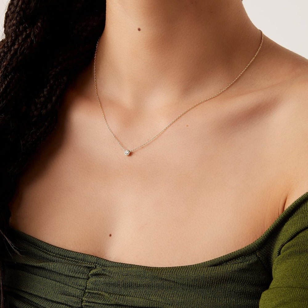 14k Solid Gold Diamond Solitaire Necklace Series,No fading, No allergies, Non gold - plating,Lab grown Diamond, DEF VS~VVS, Classic,Lobster buckle - Future Jewelry