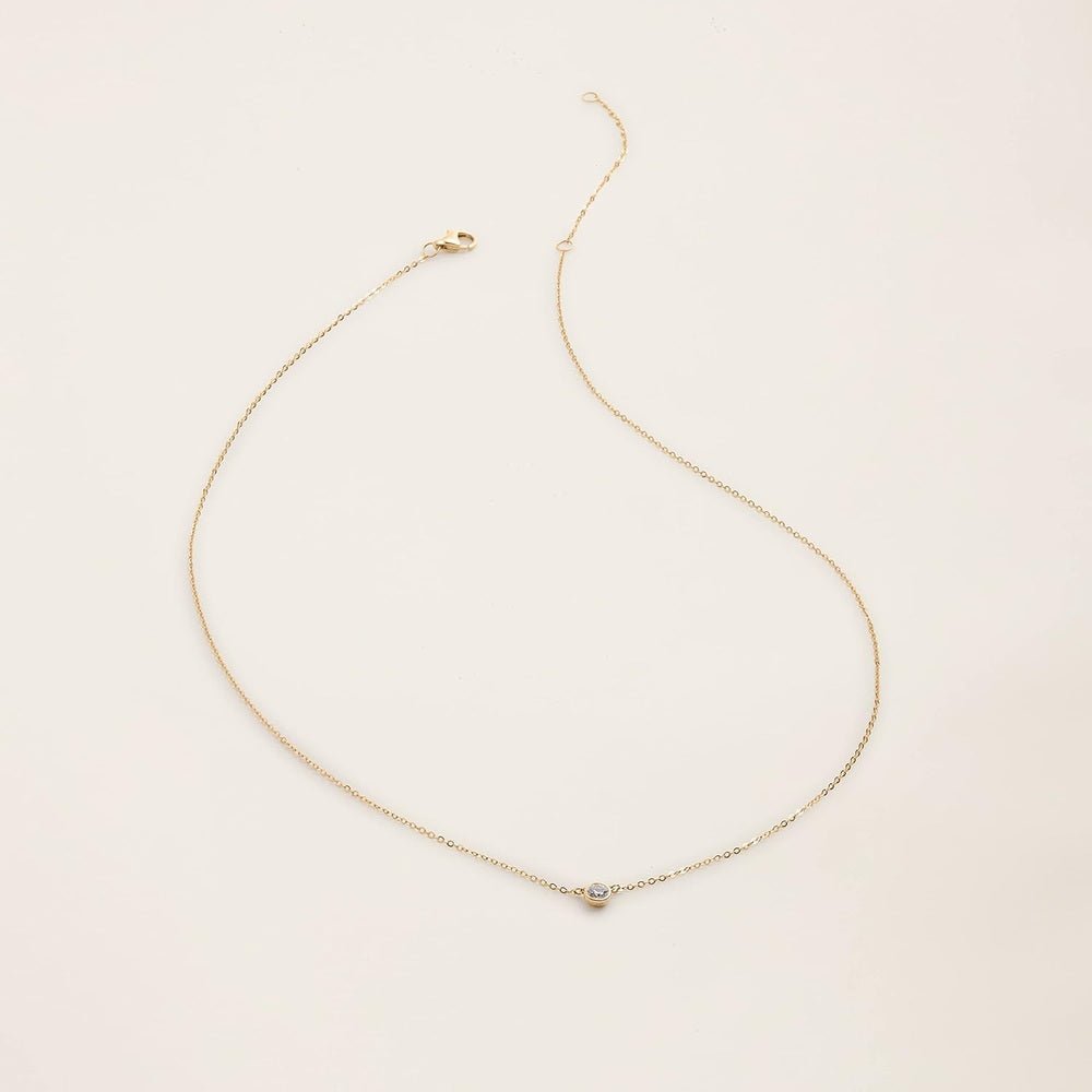 14k Solid Gold Diamond Solitaire Necklace Series,No fading, No allergies, Non gold - plating,Lab grown Diamond, DEF VS~VVS, Classic,Lobster buckle - Future Jewelry