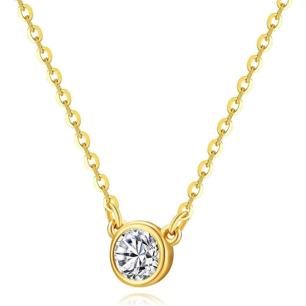 14k Solid Gold Diamond Solitaire Necklace Series,No fading, No allergies, Non gold - plating,Lab grown Diamond, DEF VS~VVS, Classic,Lobster buckle - Future Jewelry