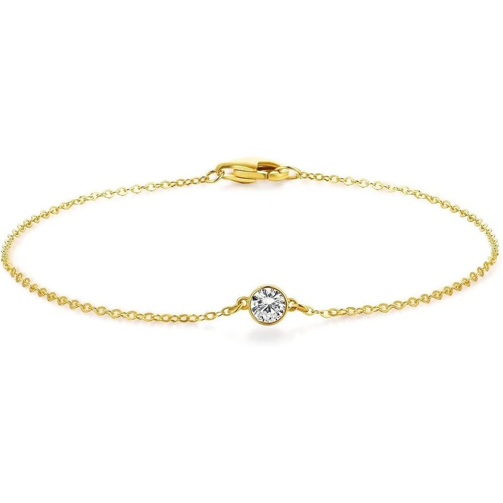 14k Solid Gold Diamond Solitaire Station Bracelets Series,DEF VS~VVS,Lab grown Diamond,No fading, No allergies,Lobster buckle - Future Jewelry