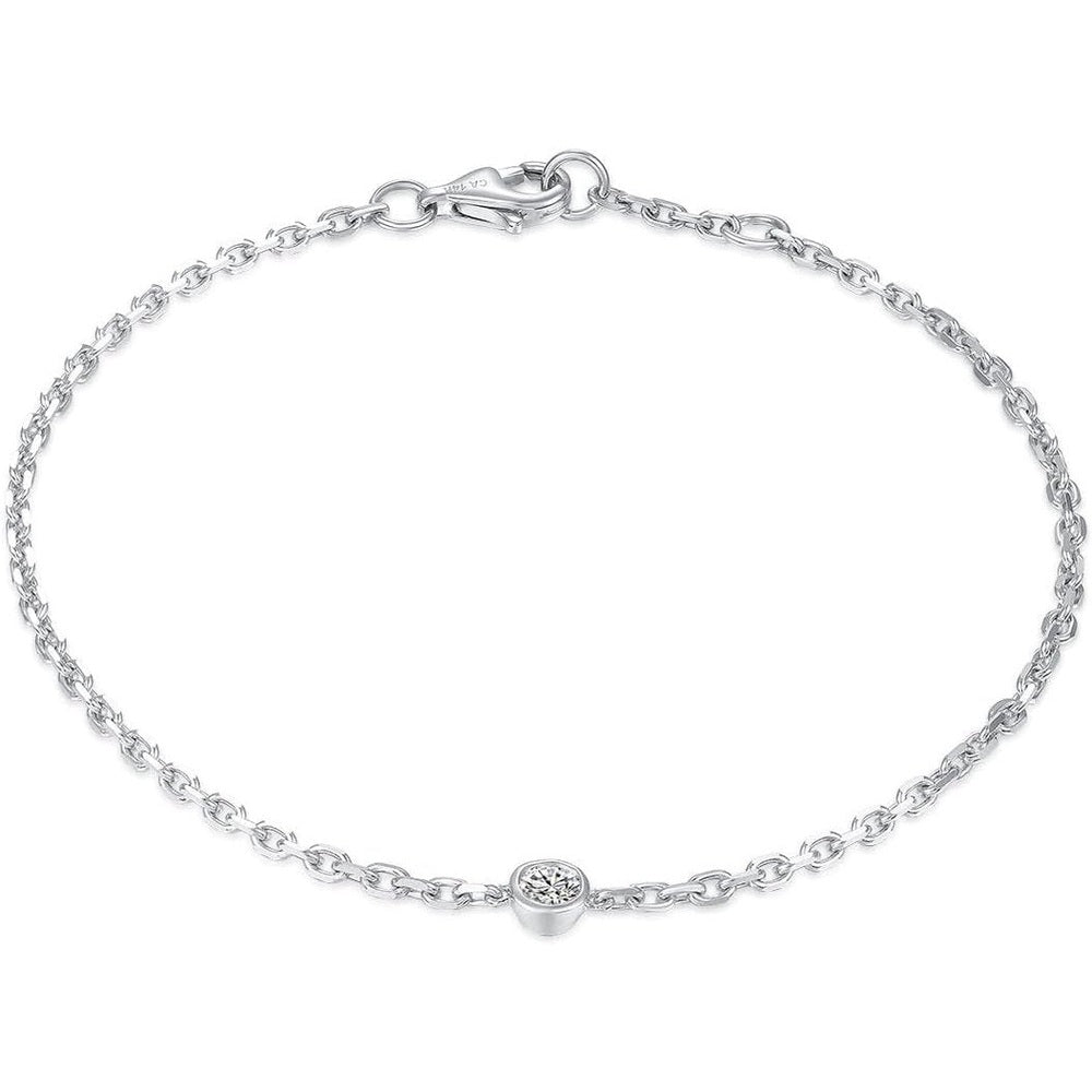 14k Solid Gold Diamond Solitaire Station Bracelets Series,DEF VS~VVS,Lab grown Diamond,No fading, No allergies,Lobster buckle - Future Jewelry