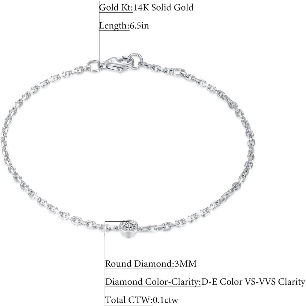 14k Solid Gold Diamond Solitaire Station Bracelets Series,DEF VS~VVS,Lab grown Diamond,No fading, No allergies,Lobster buckle - Future Jewelry