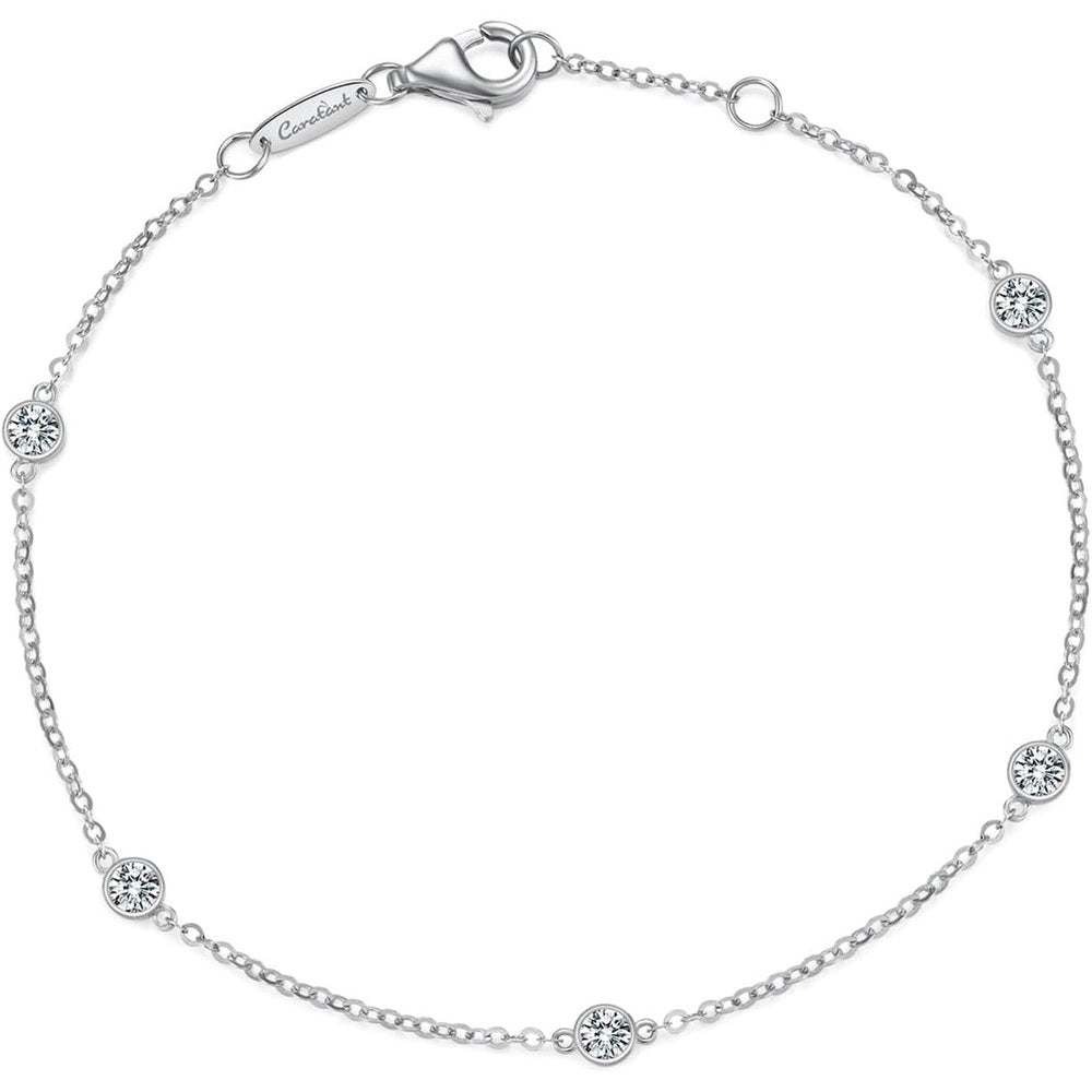 14k Solid Gold Diamond Solitaire Station Bracelets Series,DEF VS~VVS,Lab grown Diamond,No fading, No allergies,Lobster buckle - Future Jewelry