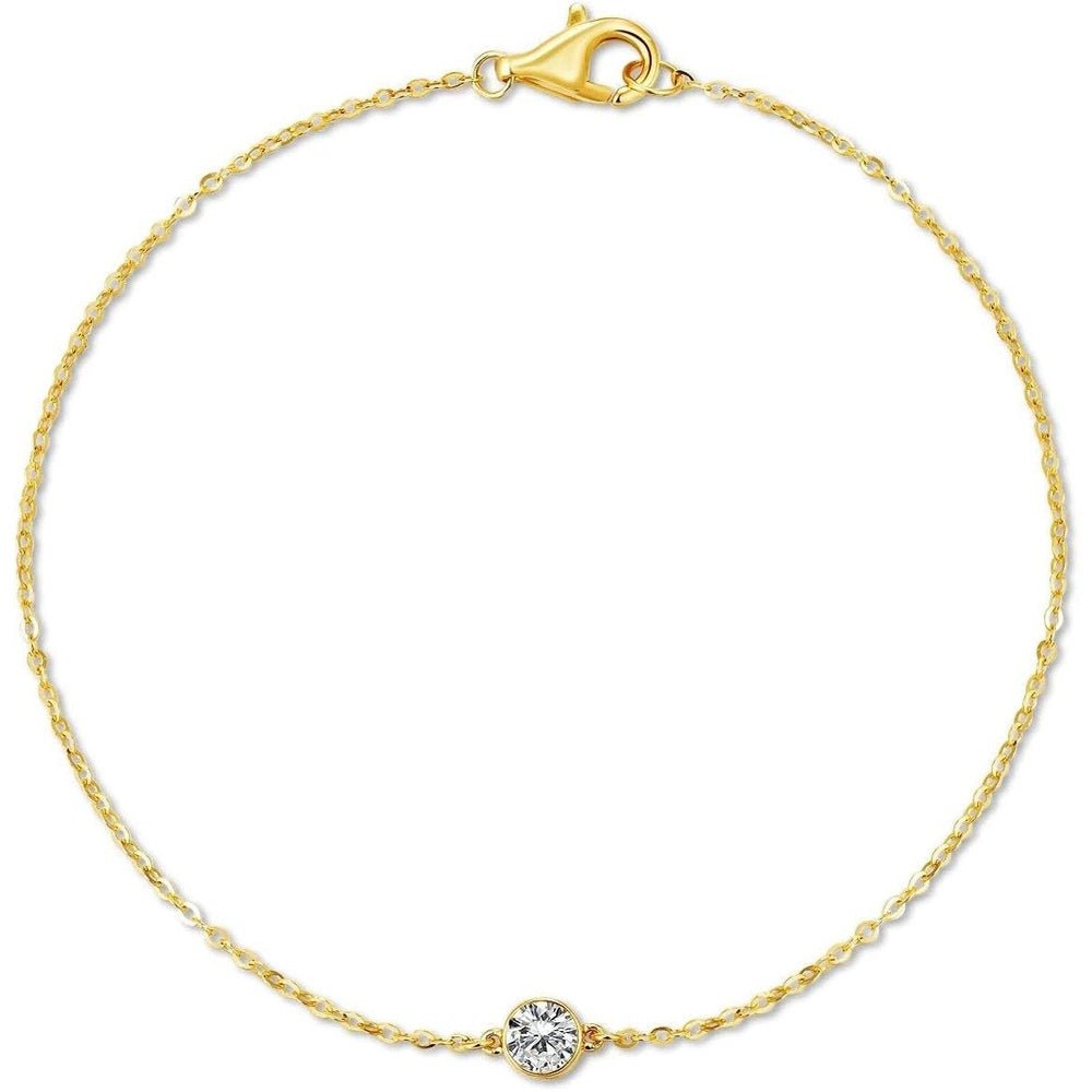 14k Solid Gold Diamond Solitaire Station Bracelets Series,DEF VS~VVS,Lab grown Diamond,No fading, No allergies,Lobster buckle - Future Jewelry