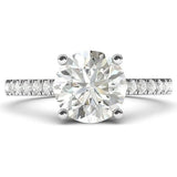 2 Carat Lab Grown Diamond Engagement Ring, Side Stones, 14K White Gold