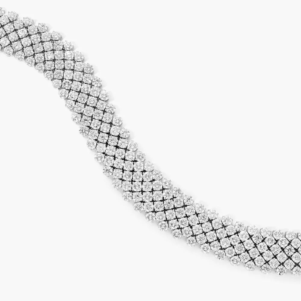 14K White Gold Mesh Lab-Grown Diamond Bracelet | 24 Carats, F-G Color, VS2 Clarity