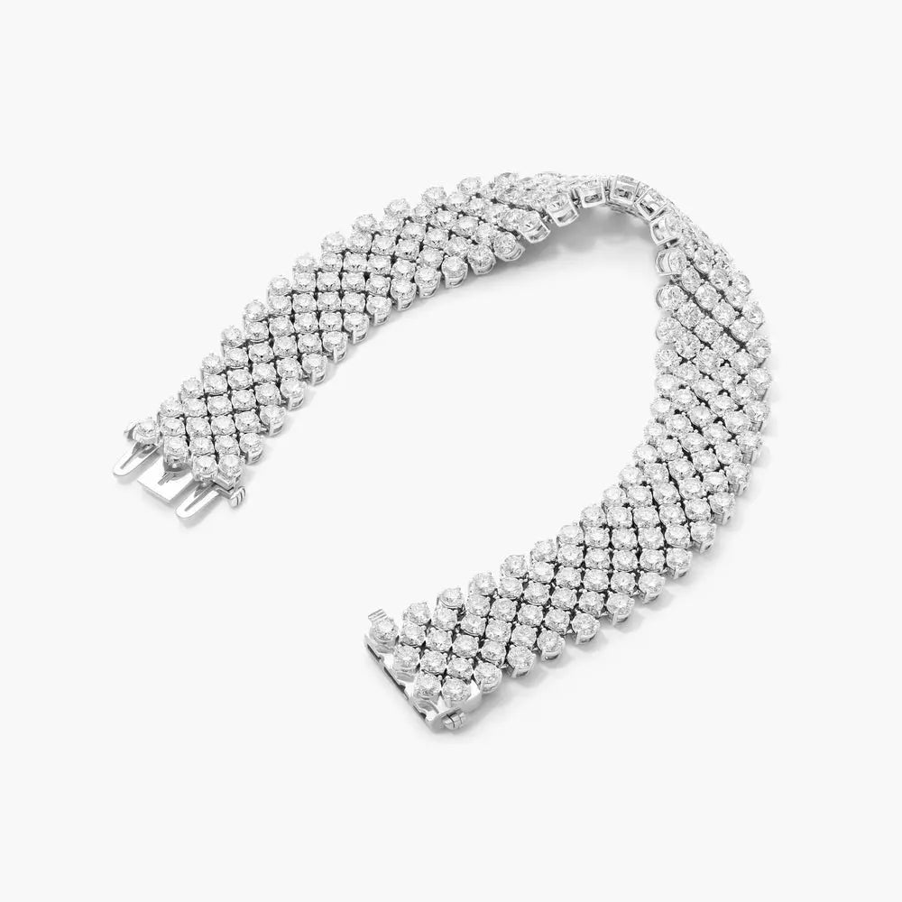 14K White Gold Mesh Lab-Grown Diamond Bracelet | 24 Carats, F-G Color, VS2 Clarity