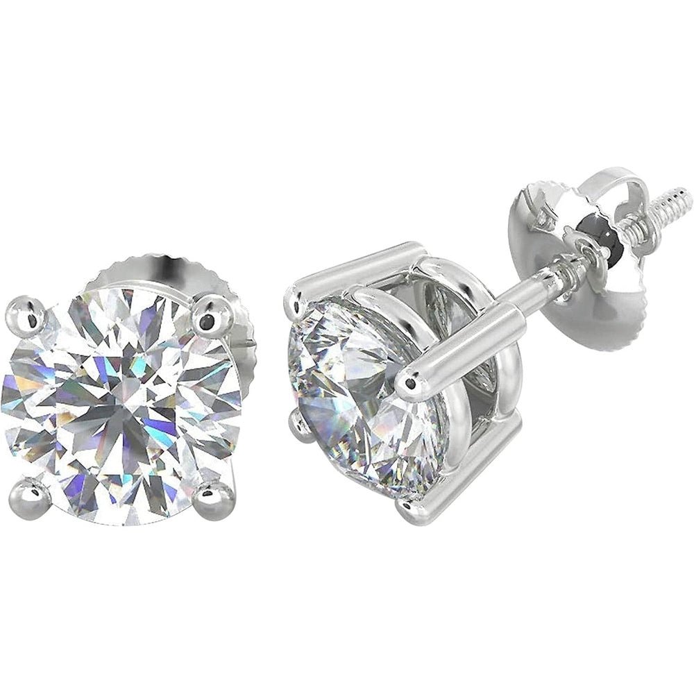 14K White & Yellow Gold Lab Grown Round Cut Diamond Stud Earrings for Men Women, (1/2cttw - 4cttw), 4 - Prong Screw Back, VS Clarity EF Color, Gift for Weddings, Anniversaries, Valentine's Day - Future Jewelry