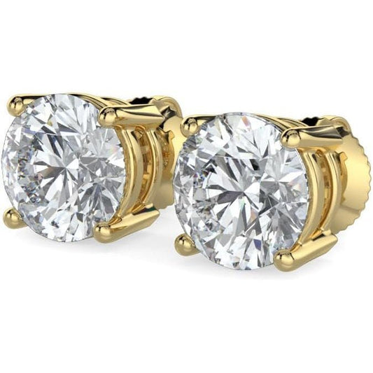 14K White & Yellow Gold Lab Grown Round Cut Diamond Stud Earrings for Men Women, (1/2cttw - 4cttw), 4 - Prong Screw Back, VS Clarity EF Color, Gift for Weddings, Anniversaries, Valentine's Day - Future Jewelry