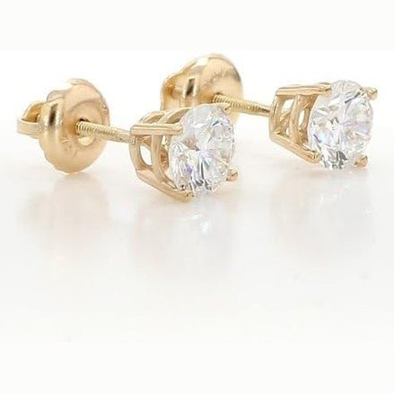 14K White & Yellow Gold Lab Grown Round Cut Diamond Stud Earrings for Men Women, (1/2cttw - 4cttw), 4 - Prong Screw Back, VS Clarity EF Color, Gift for Weddings, Anniversaries, Valentine's Day - Future Jewelry