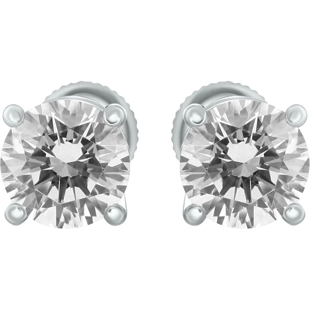 14K White & Yellow Gold Lab Grown Round Cut Diamond Stud Earrings for Men Women, (1/2cttw - 4cttw), 4 - Prong Screw Back, VS Clarity EF Color, Gift for Weddings, Anniversaries, Valentine's Day - Future Jewelry