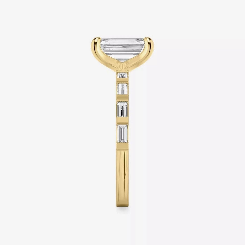 14k Yellow Gold 3 Carat Emerald - Cut Diamond Engagement Ring - Future Jewelry