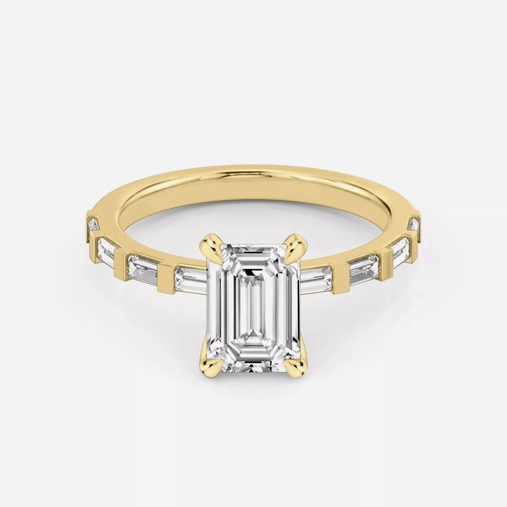 14k Yellow Gold 3 Carat Emerald - Cut Diamond Engagement Ring - Future Jewelry