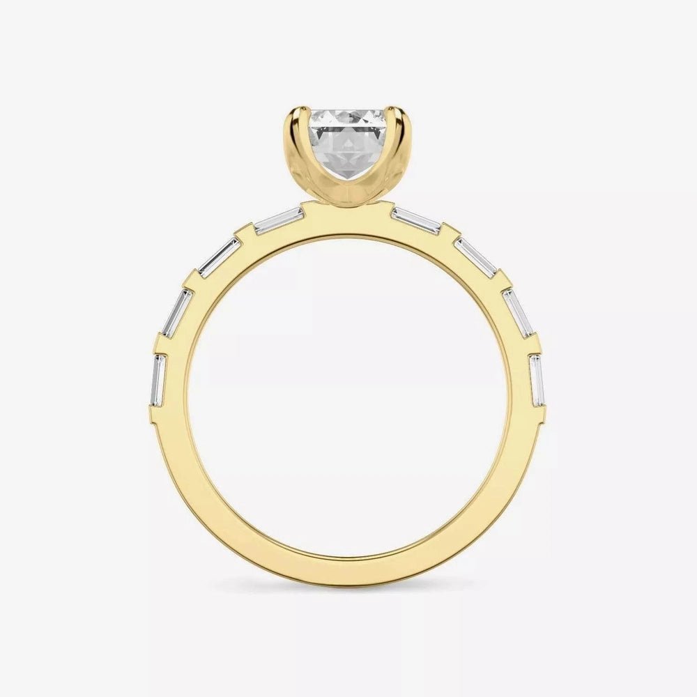 14k Yellow Gold 3 Carat Emerald - Cut Diamond Engagement Ring - Future Jewelry