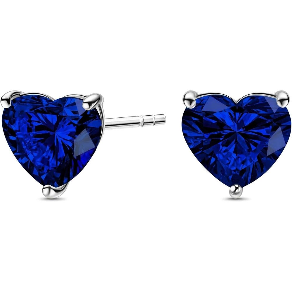 14K Yellow or White Gold Stud Earrings Heart Shaped Lab Grown Diamond/Lab Grown Blue Sapphire/Lab Grown Emerald Stud Earrings - Future Jewelry