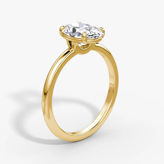 1.50 Carat Oval Lab Grown Diamond Ring IGI 18K Yellow Gold - Future Jewelry