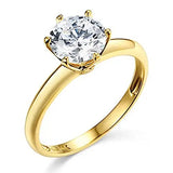 2 Carat Round Lab Grown Diamond Ring, 14K Yellow Gold