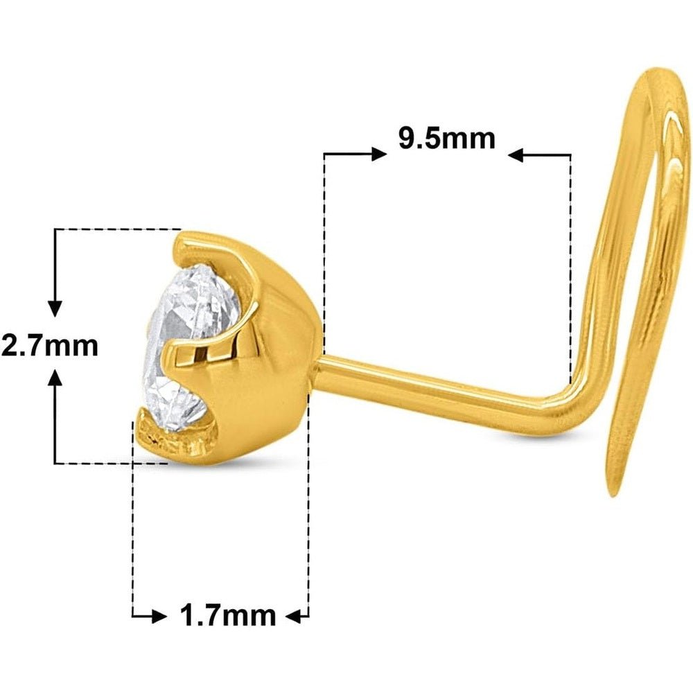 1.5mm - 3mm Lab - Grown Diamond Nose Pin & Stud in 14K Gold, 20 Gauge, Color G - H, Clarity VS - SI - Future Jewelry