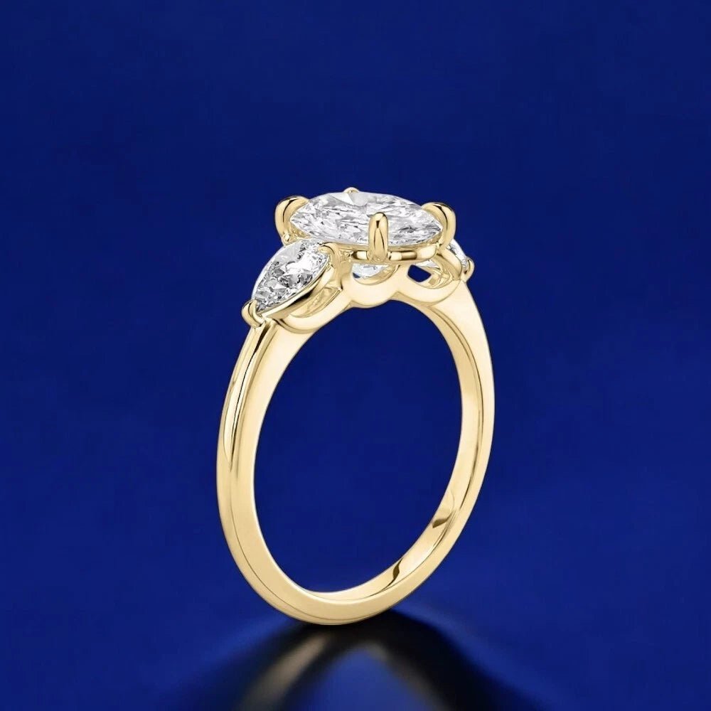1.70 Carat Oval Lab Grown Diamond Ring IGI 18K Yellow Gold - Future Jewelry