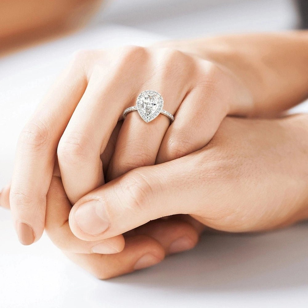 1.85 Carat Pear Cut Diamond Ring VS2 D 14K White Gold - Future Jewelry