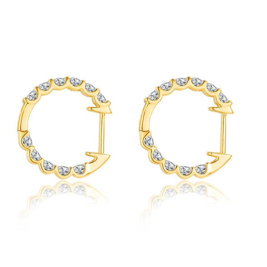 18K Gold Lab Grown Diamond Circle Huggie Earrings - Future Jewelry
