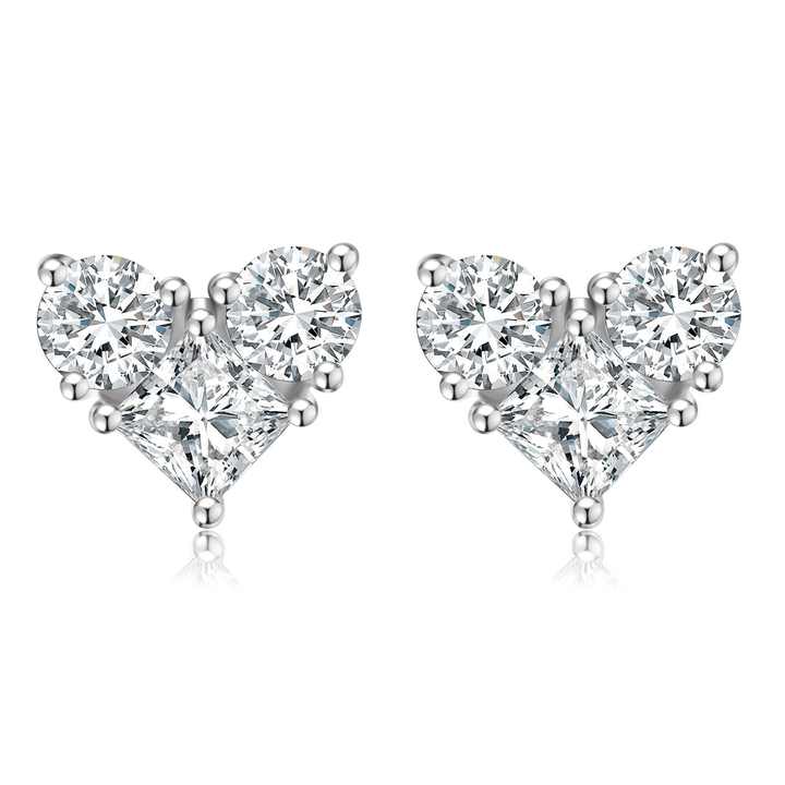 18K Gold Lab Grown Diamond Heart Stud Earrings - Future Jewelry