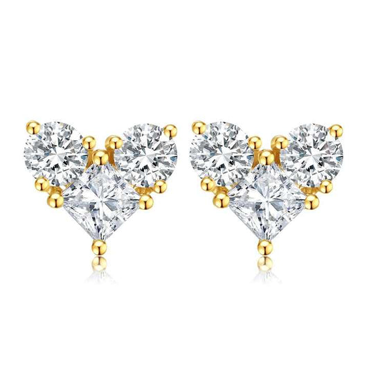 18K Gold Lab Grown Diamond Heart Stud Earrings - Future Jewelry