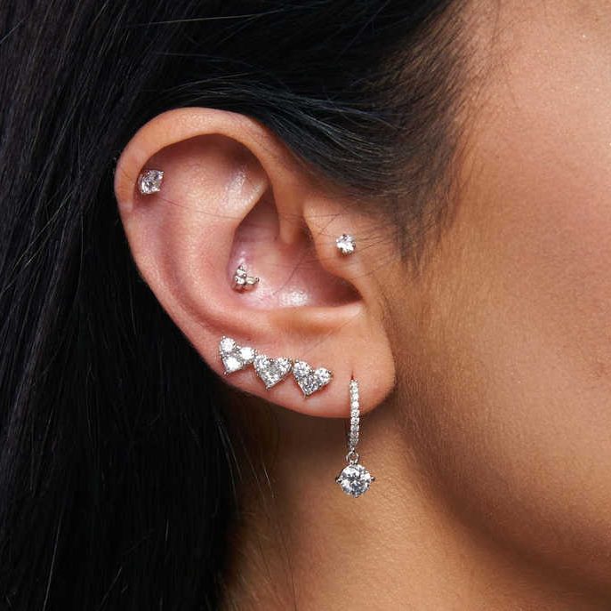18K Gold Lab Grown Diamond Heart Stud Earrings - Future Jewelry