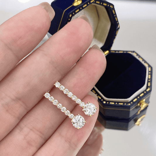 18K Gold Lab Grown Diamond Long Drop Earrings - Future Jewelry