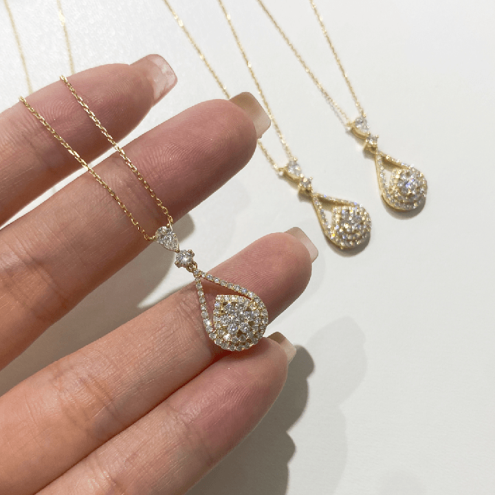 18K Gold Lab Grown Diamond Pear Pendant Necklace - Future Jewelry