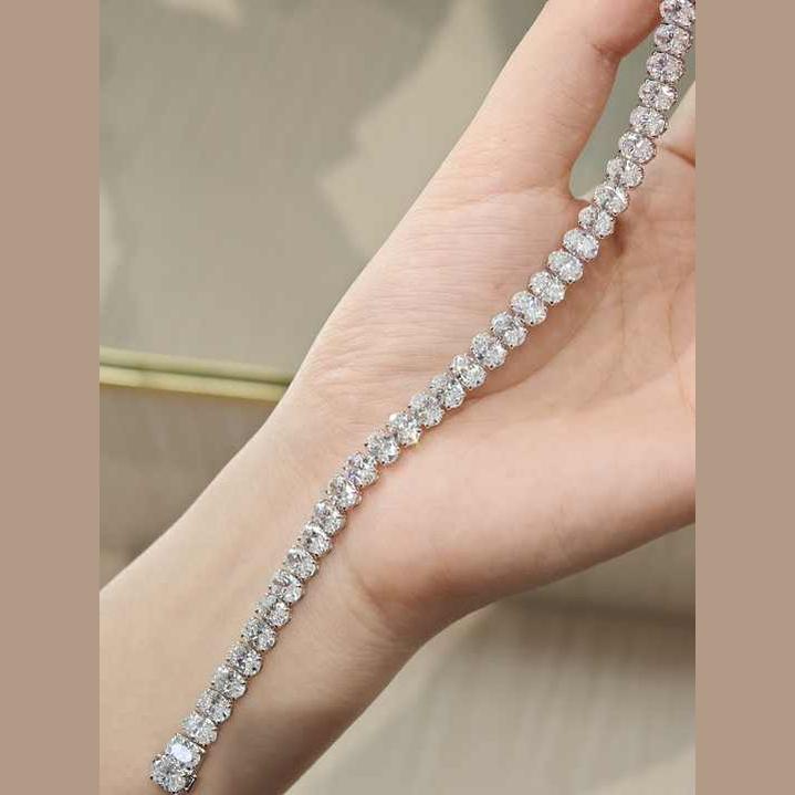 18K Oval Cut Lab Grown Diamond Tennis Chain - Future Jewelry