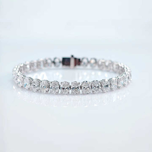 18K Oval Cut Lab Grown Diamond Tennis Chain - Future Jewelry