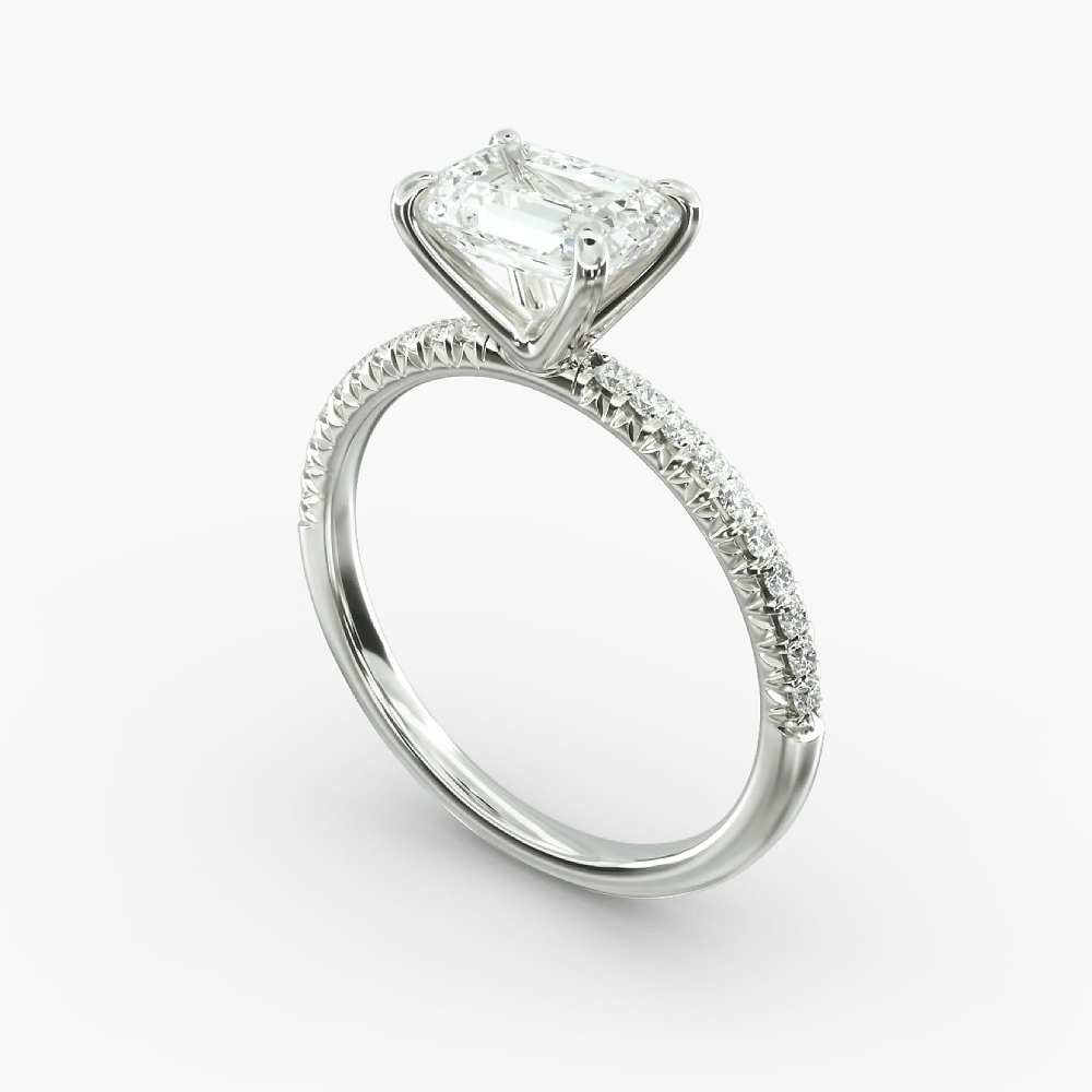 18K White Gold 1.30 Ct Emerald Cut Lab Grown Diamond Engagement Ring IGI - Future Jewelry
