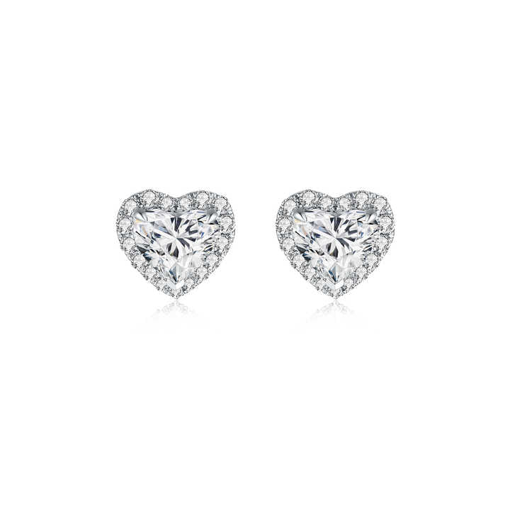 18K White Gold 2 Carat Heart Cut Lab Grown Diamond Stud Earrings - Future Jewelry