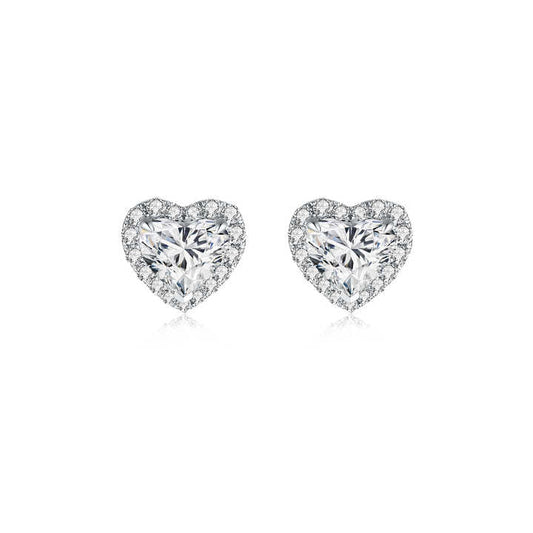 18K White Gold 2 Carat Heart Cut Lab Grown Diamond Stud Earrings - Future Jewelry