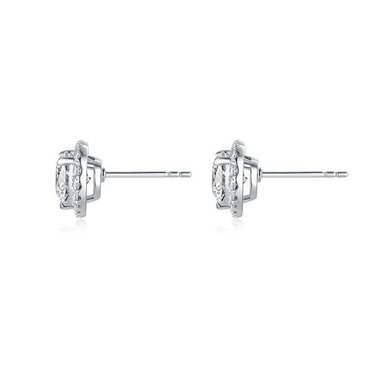 18K White Gold 2 Carat Heart Cut Lab Grown Diamond Stud Earrings - Future Jewelry