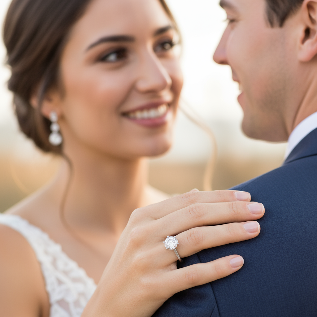 Diamond ring on a white background