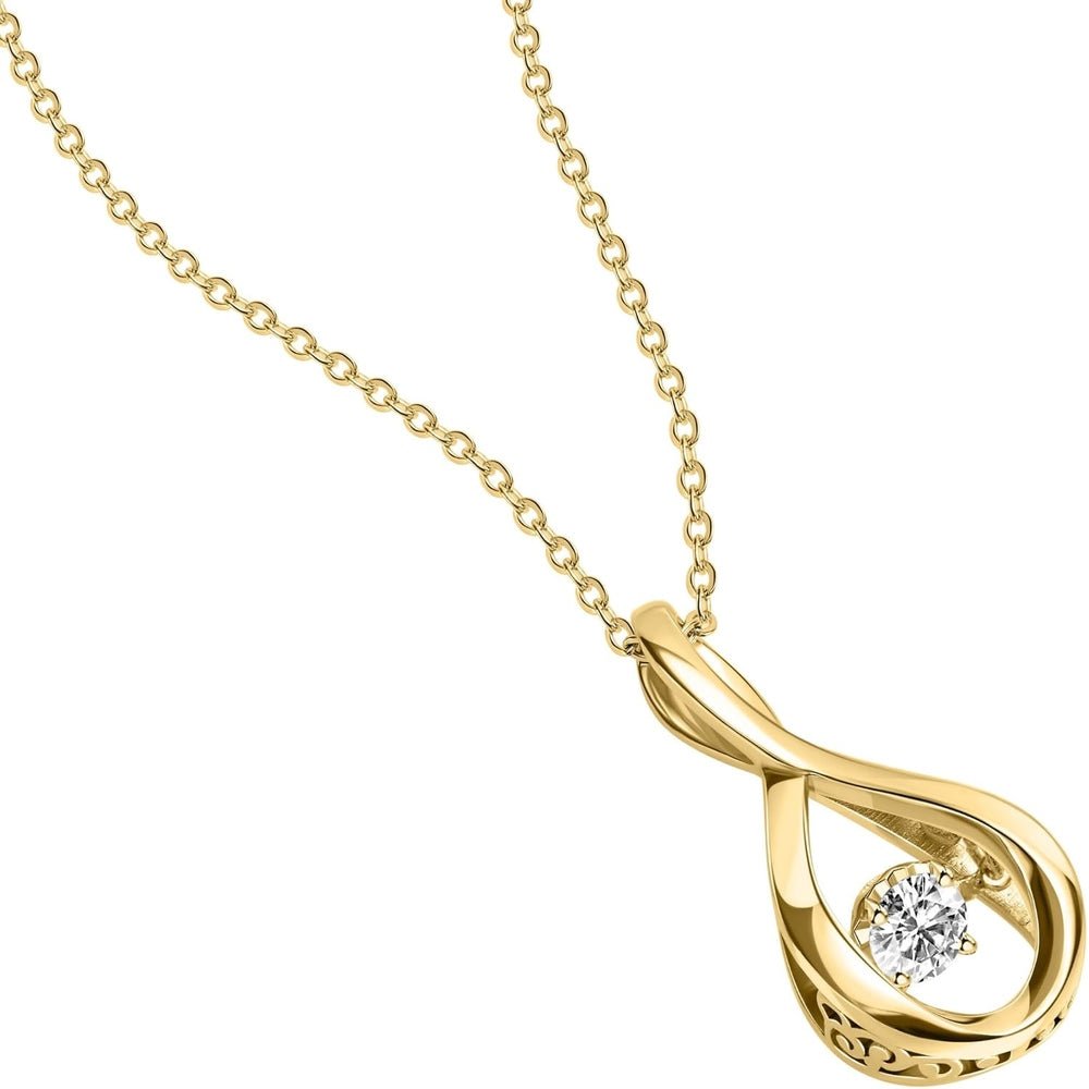 18K White Gold or 14k or Silver Dancing Diamond Pendant Necklace With Lab Grown Diamond - Future Jewelry