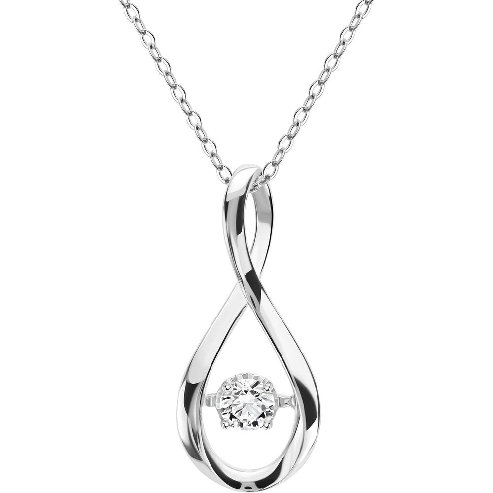 18K White Gold or 14k or Silver Dancing Diamond Pendant Necklace With Lab Grown Diamond - Future Jewelry