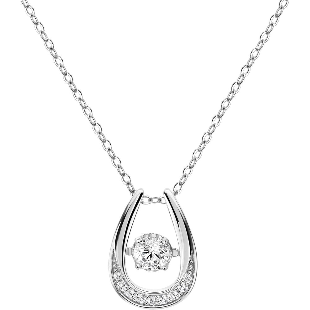18K White Gold or 14k or Silver Dancing Diamond Pendant Necklace With Lab Grown Diamond - Future Jewelry