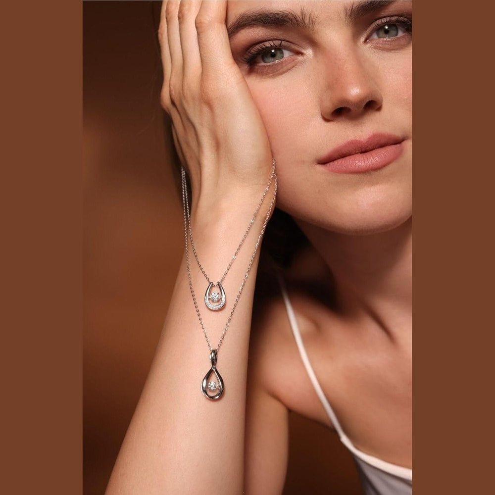 18K White Gold or 14k or Silver Dancing Diamond Pendant Necklace With Lab Grown Diamond - Future Jewelry