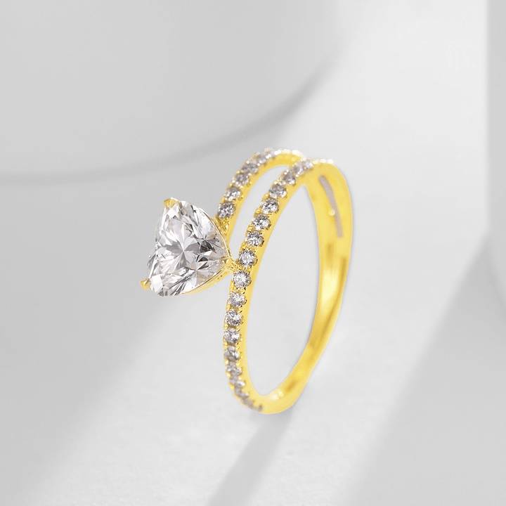 18K Yellow Gold Classic Heart Cut Lab Diamond Eternity Ring - Future Jewelry