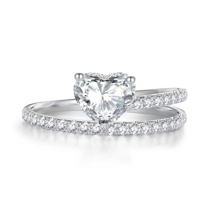 18K Yellow Gold Classic Heart Cut Lab Diamond Eternity Ring - Future Jewelry