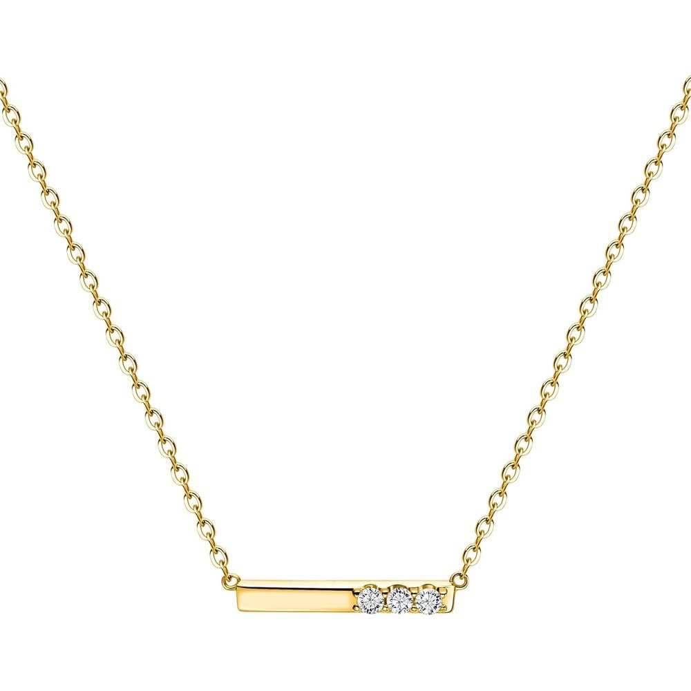 18K/14K White/Yellow Gold Silver Necklace With Lab Grown Diamond (D - E Color, Round Brilliant Shape, VS Clarity) in 16/18" Length, Gold Jewelry, Necklaces For Women, Gift For Her - Future Jewelry
