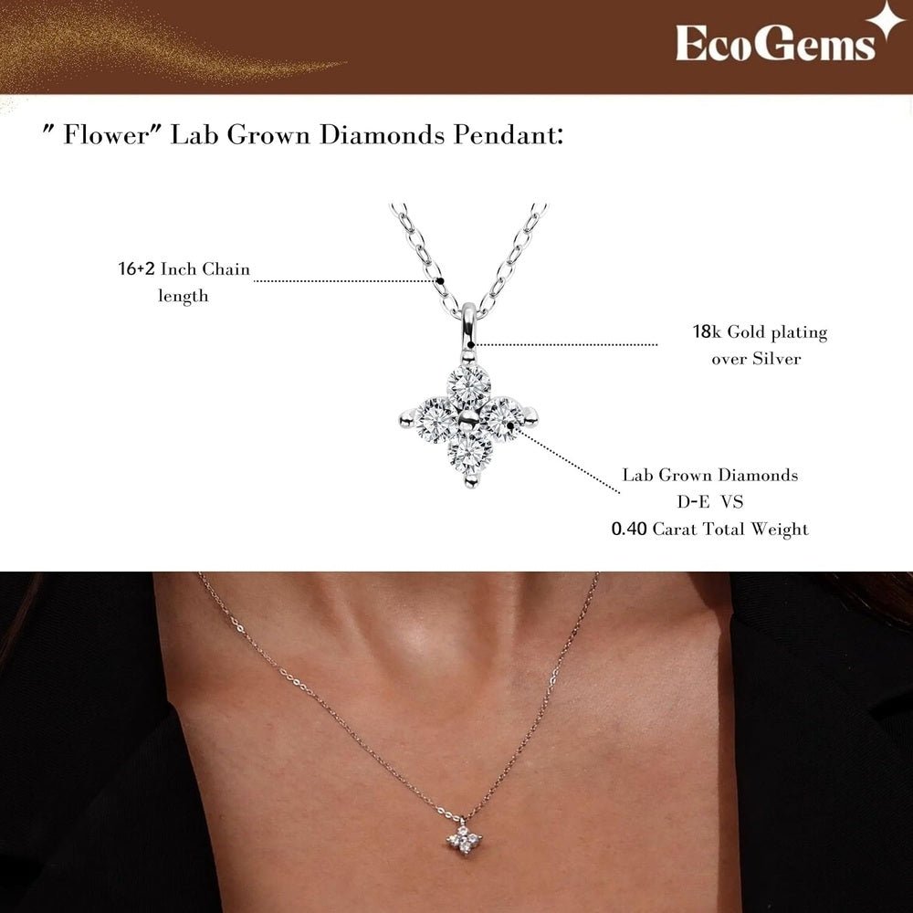 18K/14K White/Yellow Gold Silver Necklace With Lab Grown Diamond (D - E Color, Round Brilliant Shape, VS Clarity) in 16/18" Length, Gold Jewelry, Necklaces For Women, Gift For Her - Future Jewelry