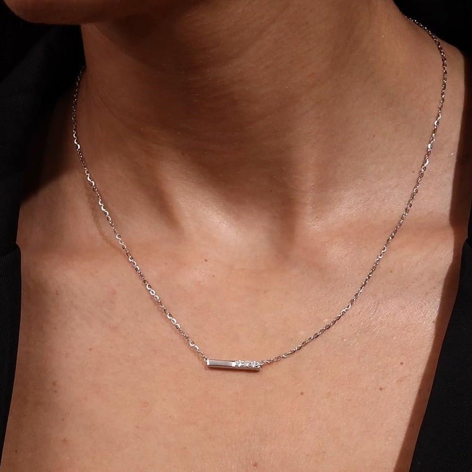 18K/14K White/Yellow Gold Silver Necklace With Lab Grown Diamond (D - E Color, Round Brilliant Shape, VS Clarity) in 16/18" Length, Gold Jewelry, Necklaces For Women, Gift For Her - Future Jewelry